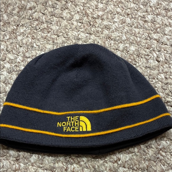 The North Face Other - The North Face Dark Gray and Yellow Knit Beanie